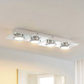 Lindby - LED plafondlamp - 4 lichts - ijzer, glas - H: 7 cm - GU10 - chroom, transparant - Inclusief lichtbronnen