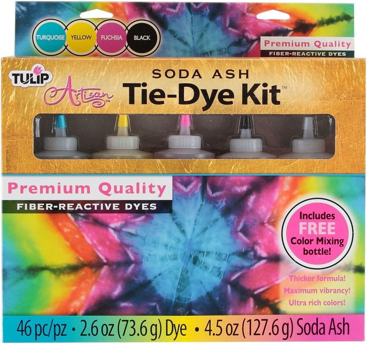 Soda ash Tie Dye Kit - Artisan - Fiber-reactive dyes - 4 kleuren - 127.6g