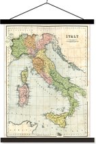 Posterhanger incl. Poster 120x160 cm - Schoolplaat - Landkaart - Italië - Oud - Textielposter - Zwarte latten