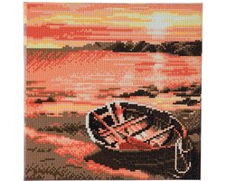 Crystal Art Kit | Diamond Painting Sunset Boat 30x30 full