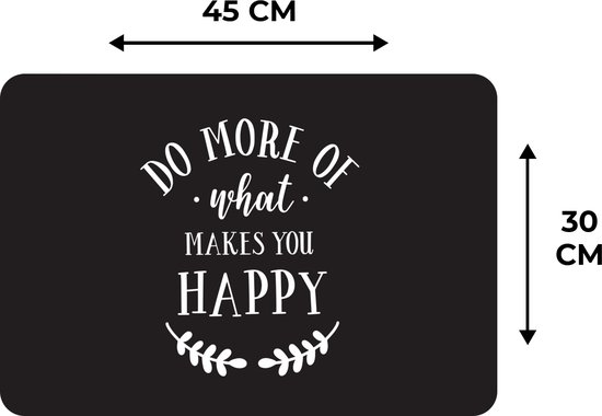 Set de table - Napperons de table en plastique - Proverbes - Faites plus de ce qui vous rend heureux - Citations - 45x30 cm - 6 pièces - Résistant à la chaleur - Antidérapant - Coussinet - Amovible