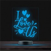 Led Lamp Met Gravering - RGB 7 Kleuren - I Love Us