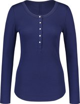 Hunkemöller Nachtmode Dames Pyjamatop lange mouwen  - Blauw - maat 2XS