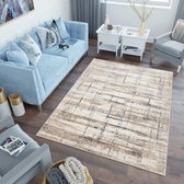 Tapiso Asthane Vloerkleed Beige Geometrisch Slaapkamer Woonkamer Tapijt Maat - 250x350