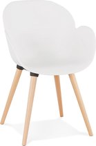 Alterego Witte stoel met Scandinavisch design ‘PICATA’ met houten poten