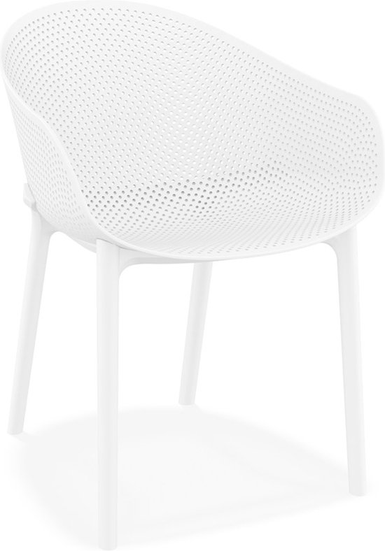 Alterego Chaise de patio design perforé 'LUCKY' blanc