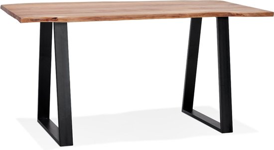 Alterego Table de bar haute 'RAFA' en bois massif et métal - 200x95 cm