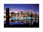 Pyramid Brooklyn Bridge Colour Kunstdruk 80x60cm Poster - 80x60cm