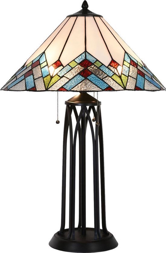 Tafellamp Tiffany ø 51*75 cm E27/max 2*40W Multi | 5LL-5393