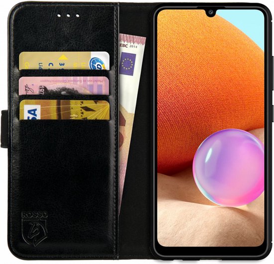 geschikt voor Samsung Galaxy A32 Case deluxe met sterke magneet sluiting, inclusief stand functie. Wallet book hoesje geschikt voor Galaxy A32 in extra luxe TPU leren uitvoering, business kwaliteit