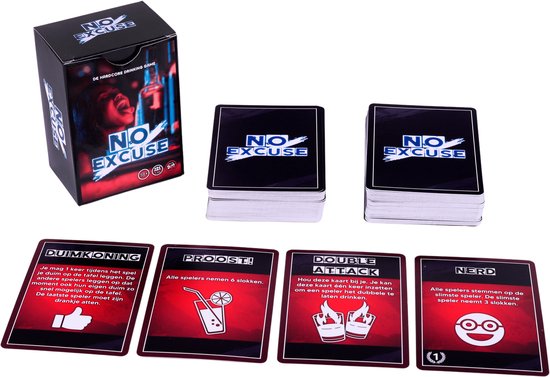Thumbnail van een extra afbeelding van het spel NX Party - NO EXCUSE - Drankspel - Nederlandstalig - Kaartspel - Spelletjes voor volwassenen - Drank spelletjes