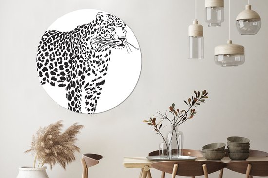 WallCircle - Wall Circle - Wall Circle - Une Illustration d'un Léopard - Aluminium - Dibond - 140x140 cm - Intérieur et Extérieur