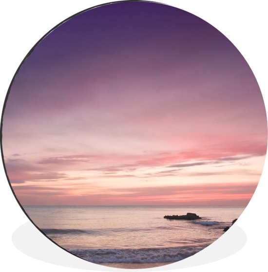 WallCircle - Wandcirkel - Muurcirkel - Lucht - Paars - Zee - Aluminium - Dibond - 30x30 cm - Binnen en Buiten