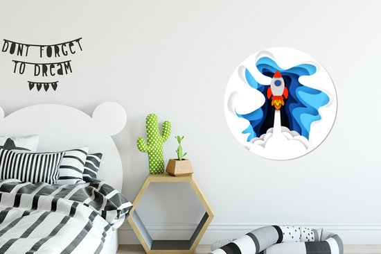 Illustration pour enfants d'un cercle mural fusée aluminium ⌀ 60 cm - impression photo sur cercle mural / cercle vivant / cercle de jardin (décoration murale)