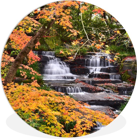 WallCircle - Wandcirkel ⌀ 150 - Herfstbladeren in Kobe in Japan - Ronde schilderijen woonkamer - Wandbord rond - Muurdecoratie cirkel - Kamer decoratie binnen - Wanddecoratie muurcirkel - Woonaccessoires