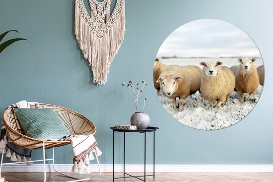 Cercle Mural - Cercle Mural Intérieur - Groupe de Moutons Curieux - ⌀ 150 cm - Décoration murale - Peintures Ronds