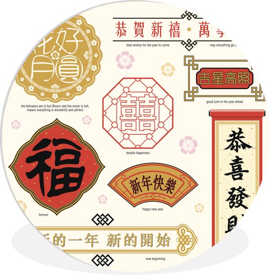 Textes chinois avec significations Assiette en plastique cercle mural ⌀ 140 cm