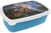 Broodtrommel Blauw - Lunchbox - Brooddoos - Galaxy - Sterren - Licht - 18x12x6 cm - Kinderen - Jongen
