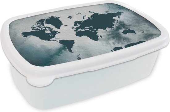 Bread Bin Wit - Lunch Box - Bread Box - Wereldkaart - Couleur - Aquarelle - 18x12x6 cm - Adultes