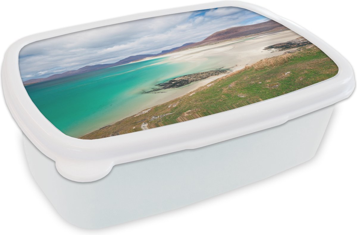 Broodtrommel Wit - Lunchbox - Brooddoos - Strand - Water - Engeland - 18x12x6 cm - Volwassenen