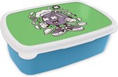 Broodtrommel Blauw - Lunchbox - Brooddoos - Bom - Vintage - Keuken - 18x12x6 cm - Kinderen - Jongen