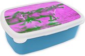 Broodtrommel Blauw - Lunchbox - Brooddoos - Paarden - Water - Roze - Groen - Meisjes - Kinderen - Meiden - 18x12x6 cm - Kinderen - Jongen