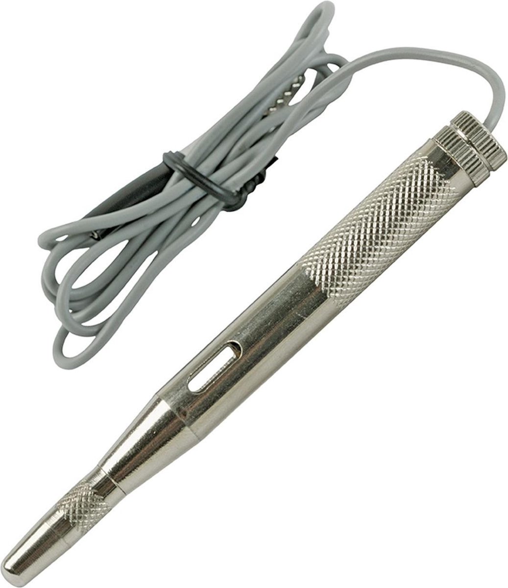 Silverline Autolamp tester - geïsoleerde kabel - beschermende schroefdop - 6-24V - chroom afwerking