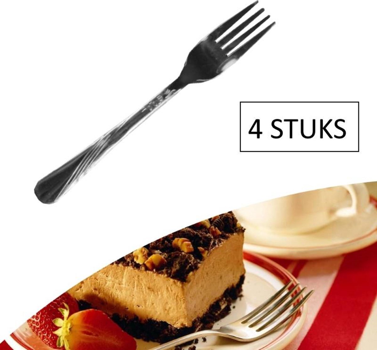 Benson Stijlvolle gebaksvorkjes - chroom - set van 4 - duurzaam en elegant