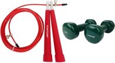 Tunturi - Fitness Set - Vinyl Dumbbell 2 x 2 kg - Springtouw Rood