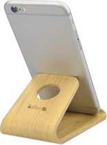 kalibri standaard voor mobiele telefoons - Universele standaard - Voor smartphones en tablets - Antislip - Bamboehout - Lichtbruin