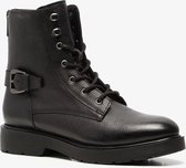 TwoDay leren dames veterboots - Zwart - Maat 39 - Echt leer