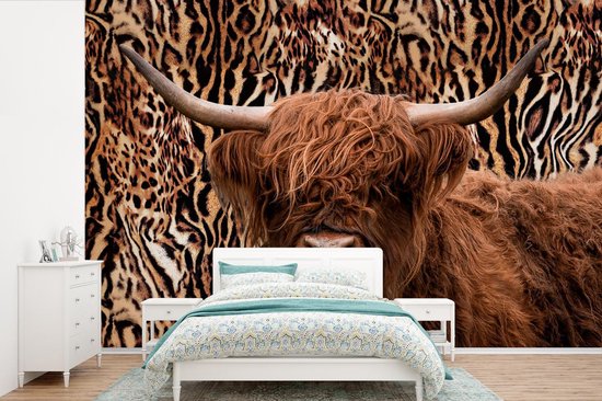 Papier peint - Papier peint photo murale Imprimé panthère - Highlander écossais - Animaux - Largeur 330 cm x hauteur 220 cm