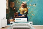 Papier peint - Papier peint photo peint Vermeer - Melkmeisje - Van Gogh - Fleur d'amandier - Largeur 390 cm x hauteur 260 cm