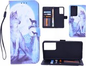 Samsung Galaxy S21 Ultra Bookcase hoesje met print - Wolf