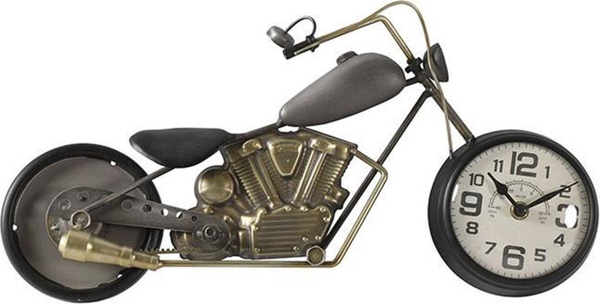 Merkloos Sans marque Countryfield Tafelklok motor Bradly staal hout goud