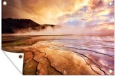 Muurdecoratie Yellowstone - Zon - Mist - 180x120 cm - Tuinposter - Tuindoek - Buitenposter