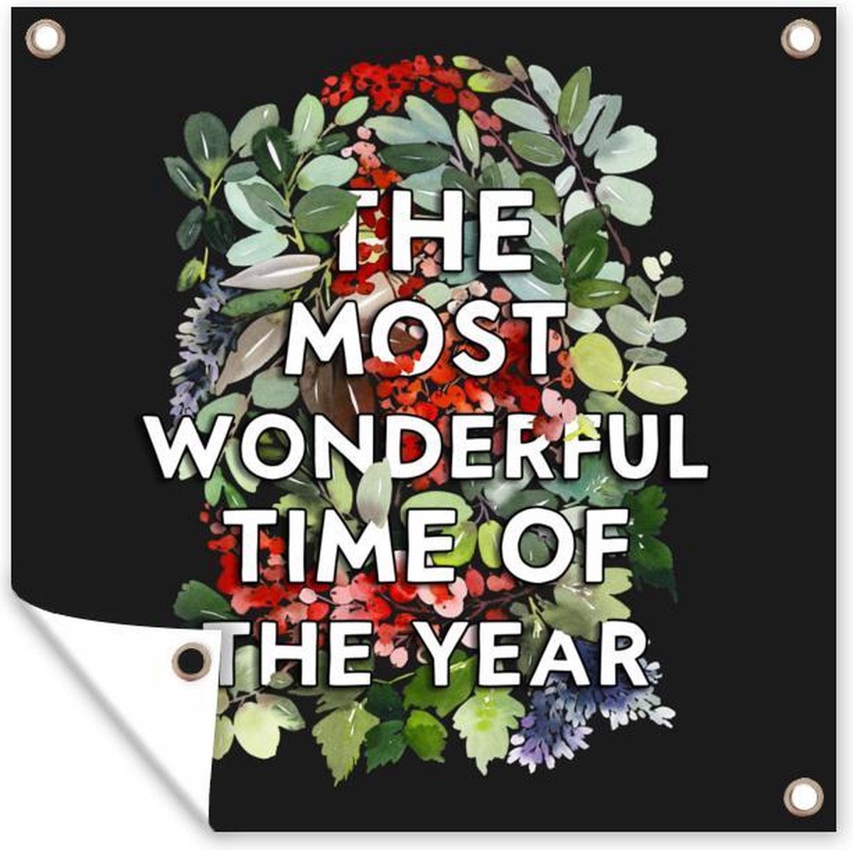 Tuinposters Kerst - Quote - Planten - 50x50 cm - Tuindoek