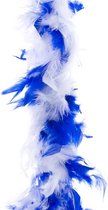 Carnaval verkleed veren Boa kleur blauw/wit mix 2 meter - Verkleedkleding accessoire