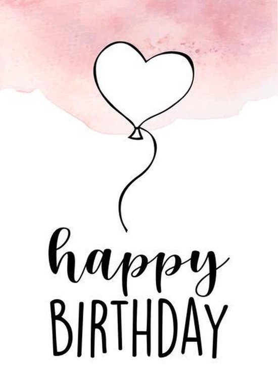 Ansichtkaart met - A6 - 10x15cm Wit Roze Verjaardag - Happy Birthday 1 stuk | bol.com