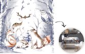 Kerst Tafelkleed - Kerstmis Decoratie - Tafellaken - Bos - Winter - Kerst - 100x100 cm - Kerstmis Versiering