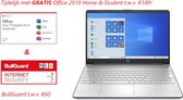 HP 15 inch Laptop - AMD Ryzen 5 - Blauw/Zilver - Windows 10 (Gratis update Windows 11) / 8 GB RAM / 128GB SSD / Tijdelijk met Gratis Office 2019 Home & Student t.w.v €149 (verloopt niet) &  B