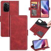 Xiaomi Mi 11i Hoesje - MobyDefend Luxe Wallet Book Case (Sluiting Zijkant) - Rood - GSM Hoesje - Telefoonhoesje Geschikt Voor Xiaomi Mi 11i