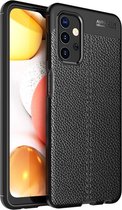 Samsung Galaxy A32 (5G) hoesje - MobyDefend TPU Gelcase - Lederlook - Zwart - GSM Hoesje - Telefoonhoesje Geschikt Voor: Samsung Galaxy A32 (5G)