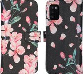 iMoshion Design Softcase Book Case Samsung Galaxy A41 hoesje - Blossom Watercolor Black
