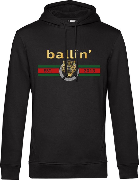 Heren Hoodies met Ballin Est. 2013 Tiger Lines Hoodie Print - Zwart - Maat XS