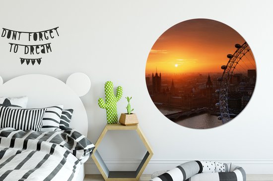 WallCircle - Cercle mural - Cercle mural intérieur - Londres - Coucher de soleil - London Eye - Grande roue - 150x150 cm - Décoration murale - Peintures ronds