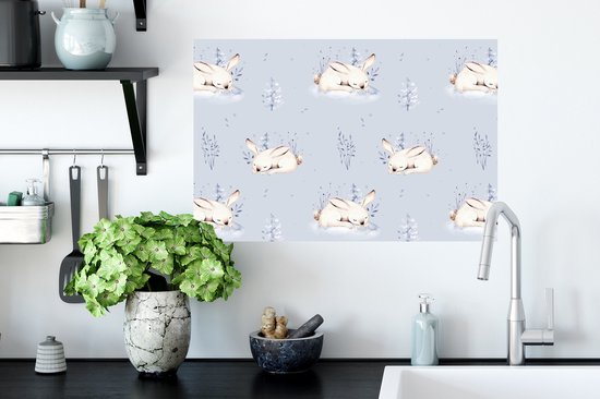 Stickers muraux - Hiver - Lapin - Motif - 60x40 cm - Feuille adhésive