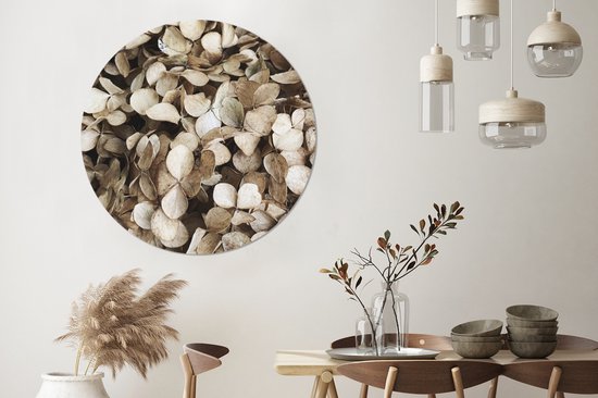 WallCircle - Cercle mural - Cercle mural d'intérieur - Fleurs - Hortensia - Marron - 140x140 cm - Décoration murale - Peintures ronds