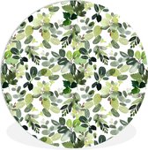 WallCircle - Wandcirkel ⌀ 60 - Planten - Waterverf - Groen - Ronde schilderijen woonkamer - Wandbord rond - Muurdecoratie cirkel - Kamer decoratie binnen - Wanddecoratie muurcirkel - Woonaccessoires