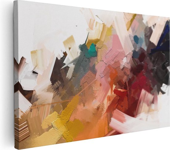 Artaza Canvas Schilderij Abstracte Kunst - Kleurrijke Olieverf - 120x80 - Groot - Foto Op Canvas - Wanddecoratie Woonkamer
